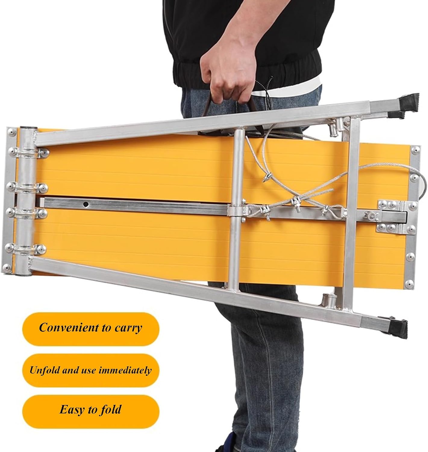 Scaffolding Platform Adjustable Height, Folding Work Platform Scaffold, Aluminum Portable Non-Slip Work Bench for Home Improvement, Painting, Patching Drywall, Car Washing