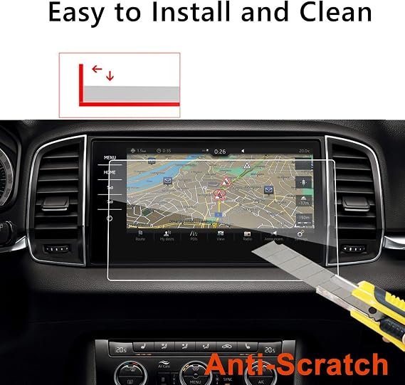 LFOTPP Compatible with Sko-da Karoq 9.2 Inch Navigation Screen Protector – 9H Scratch-Resistant Anti-Fingerprint Tempered Glass Screen Protector GPS Navigation Film