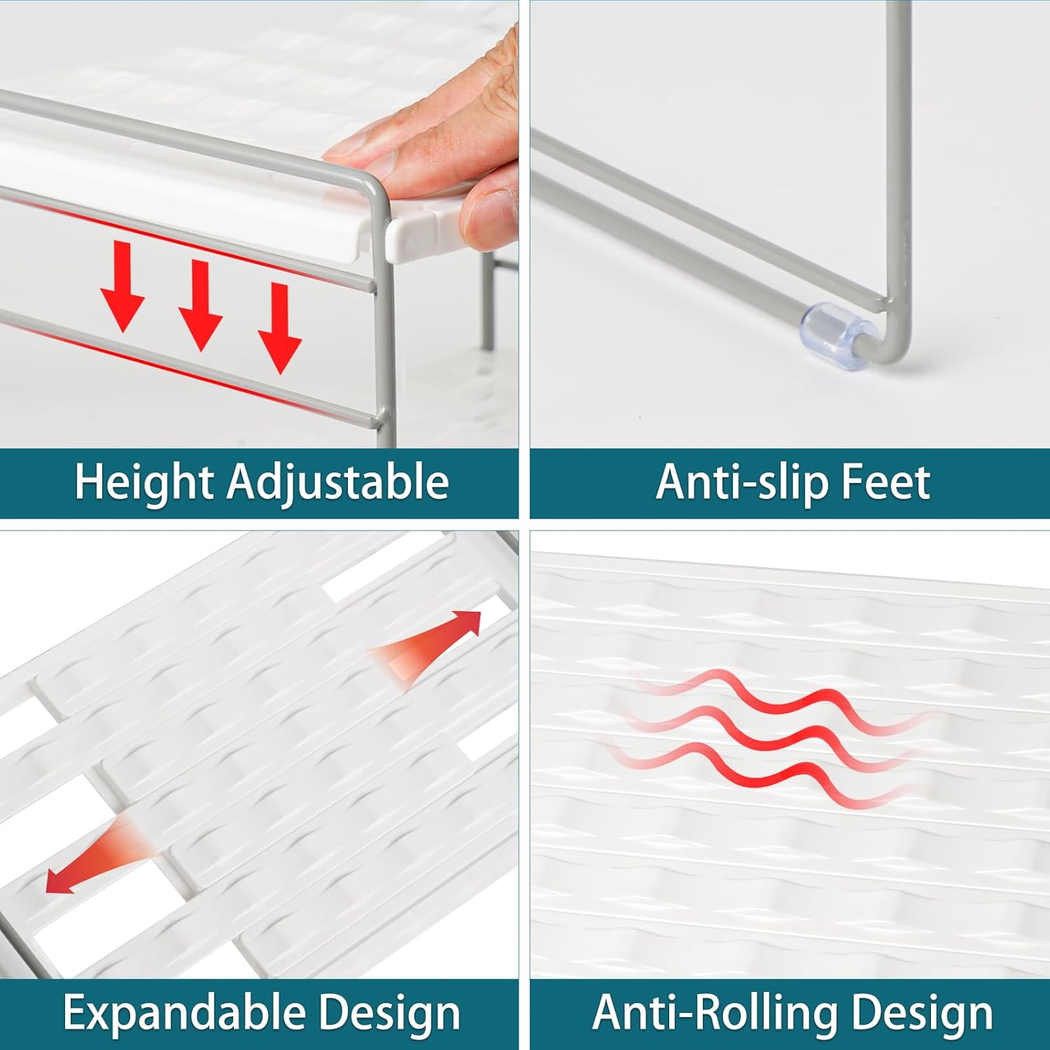 Water Bottle Organizer For Cabinet, Expandable Water Bottle Holder Rack, Adjustable Tumbler Storage For Kitchen Organization, 3 Tier Cup Organizer For Sports Flask Insulated Travel Mug Fridge, White - Image 3