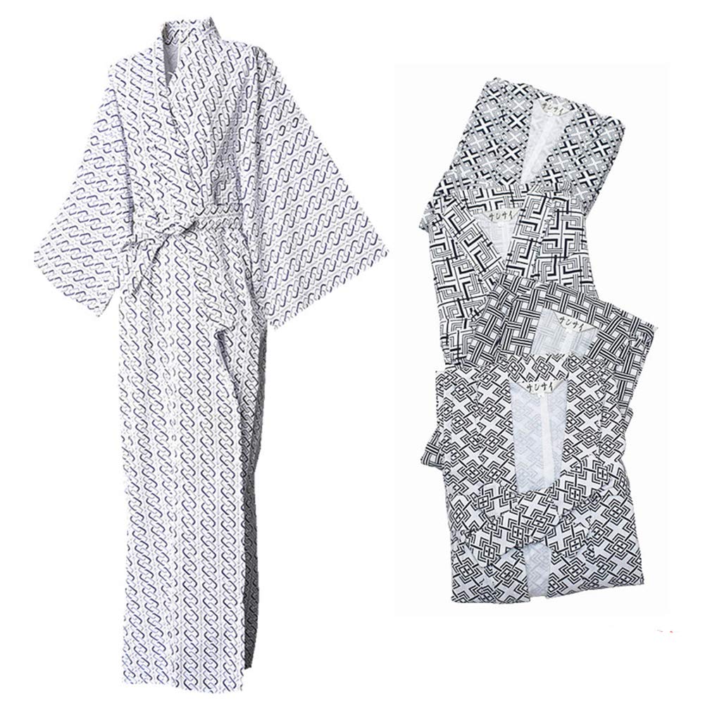 FANCYPUMPKIN Albornoz de algodón yukata imprimido kimono japonés para hombres