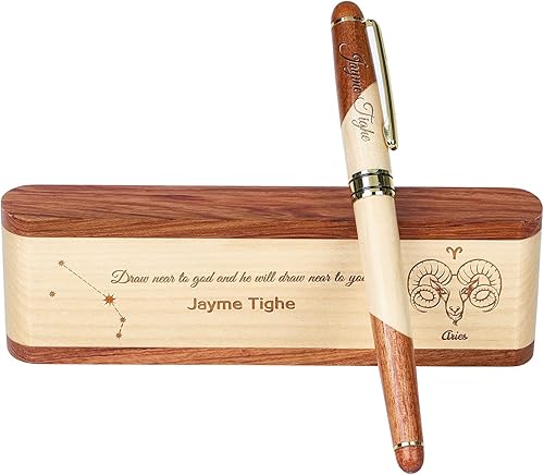Constellation - Juego de bolĂgrafos grabados personalizados con estuche de madera para regalo con caja (Aries) Constellation - Juego de bolĂgrafos grabados personalizados con estuche de madera para regalo con caja (Aries)