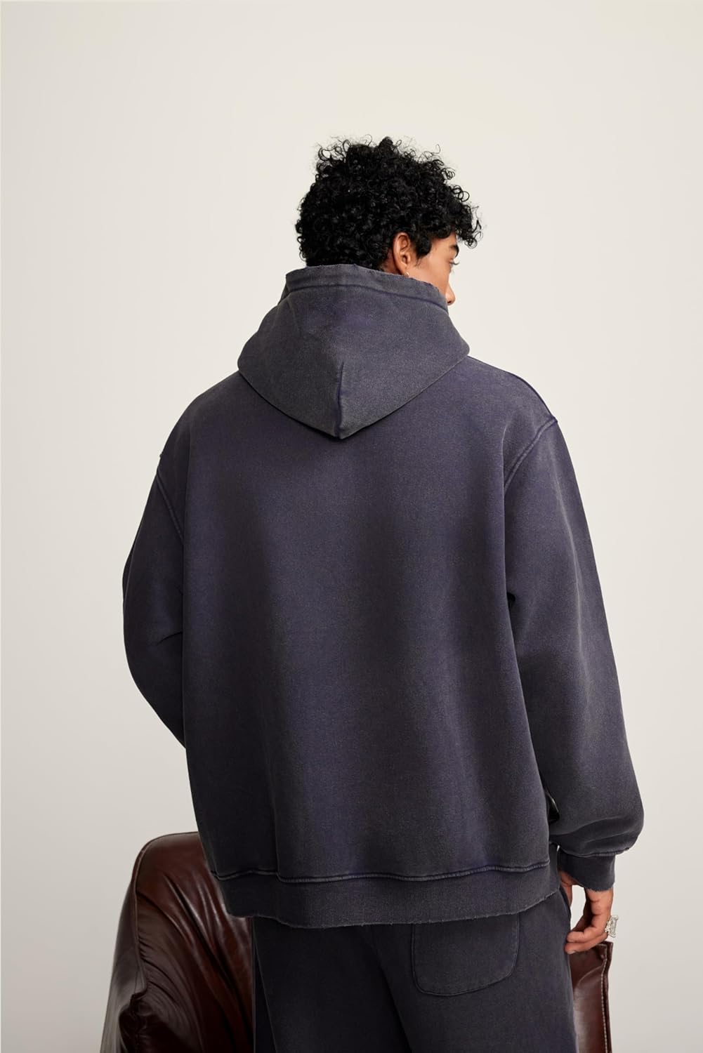 Heavyweight Fleece Oversized Hoodie for Men and Women, Vintage Acid Wash Pullover Sweatshirt - Image 6