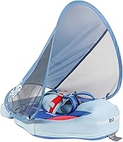 Vista 1 de Mambobaby Baby Float with Canopy & Tail Non-Inflatable Baby Swim Float Upgrade Soft Infant Pool Float Sun Protection Newborn Pool Float 3-24 Months