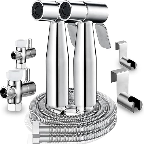 Pulverizador de bidé de mano para inodoro, juego de rociadores de bidé de baño portátil de acero inoxidable con control de presión de agua, rociador