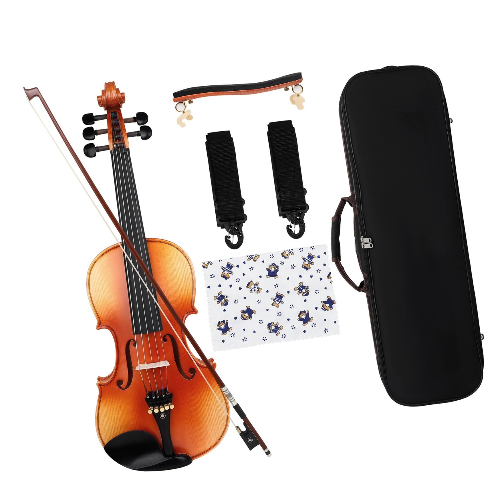 Violino 4/4 A Cinque Corde Tavola In Abete Fondo E Fasce In Acero Con Custodia Violino