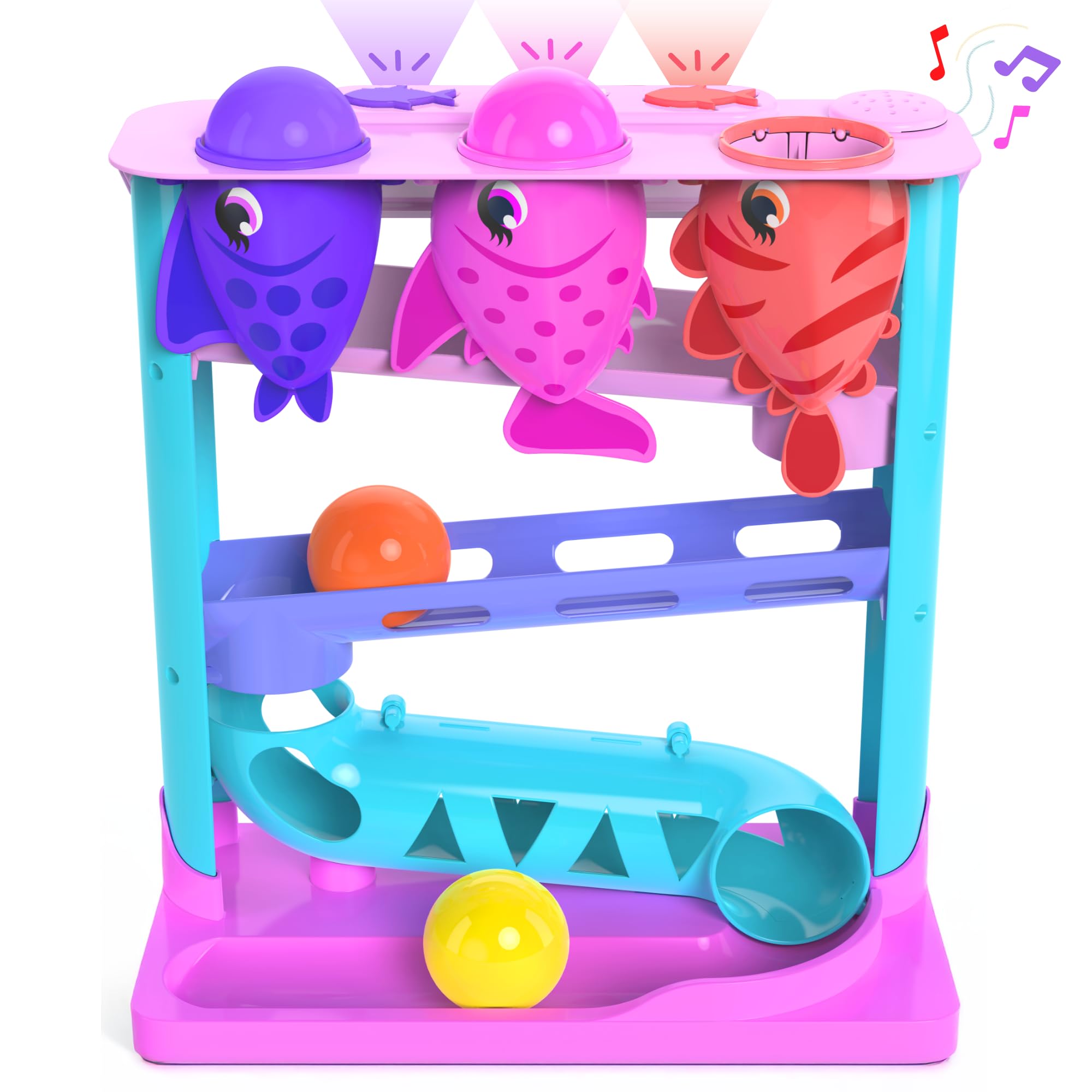 Move2Play, Feed The Fish | 30+ Fin-Tastic Songs & Phrases | Baby & Toddler Musical Toy | First Birthday Present for 1+ Year Old | Ages 6-24 Months | Boy & Girl Ball Drop Toy