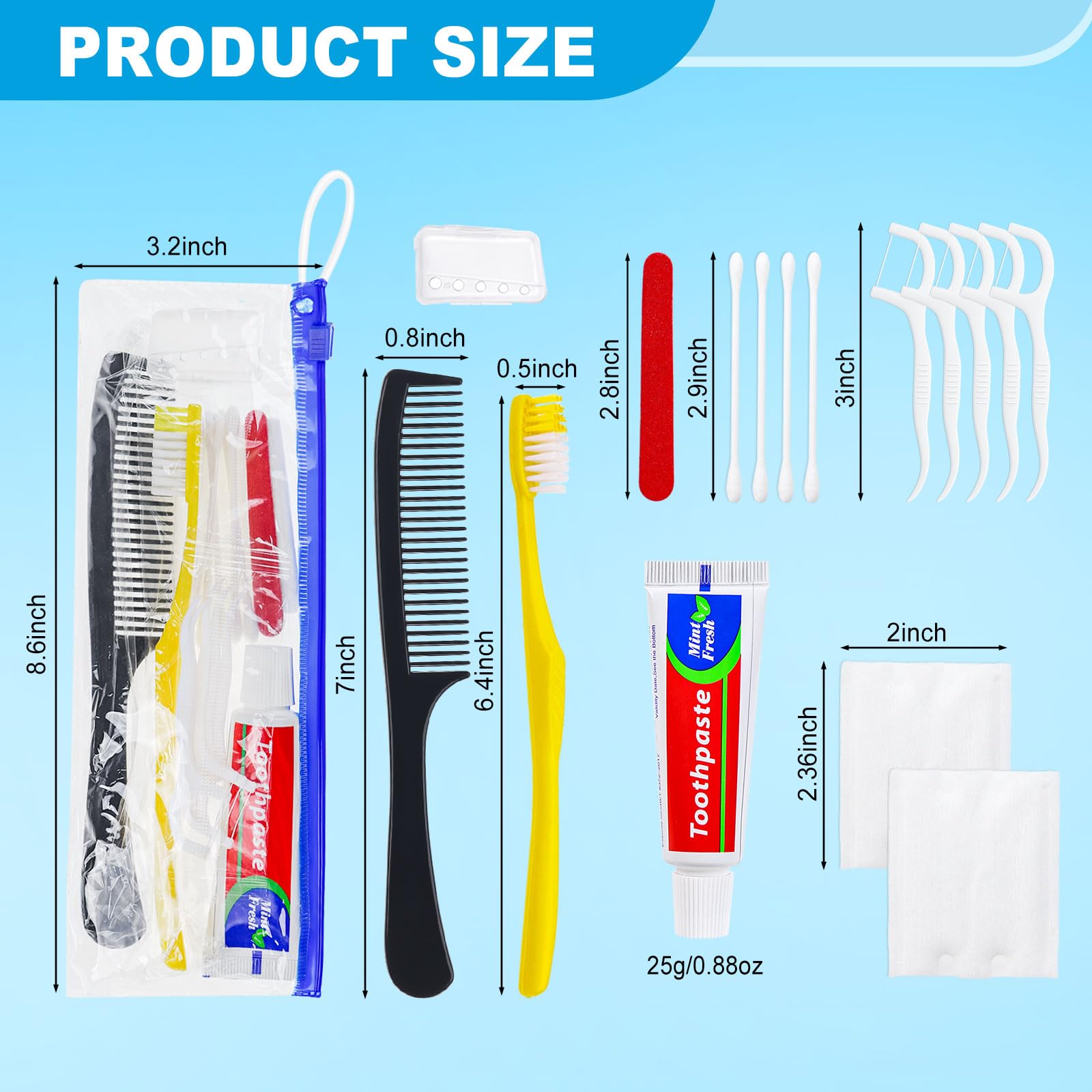 Kit per l'igiene personale, confezione da 30, spazzolini usa e getta gialli con copertura per dentifricio, pettine e set da toeletta per hotel, kit da viaggio di base per senzatetto