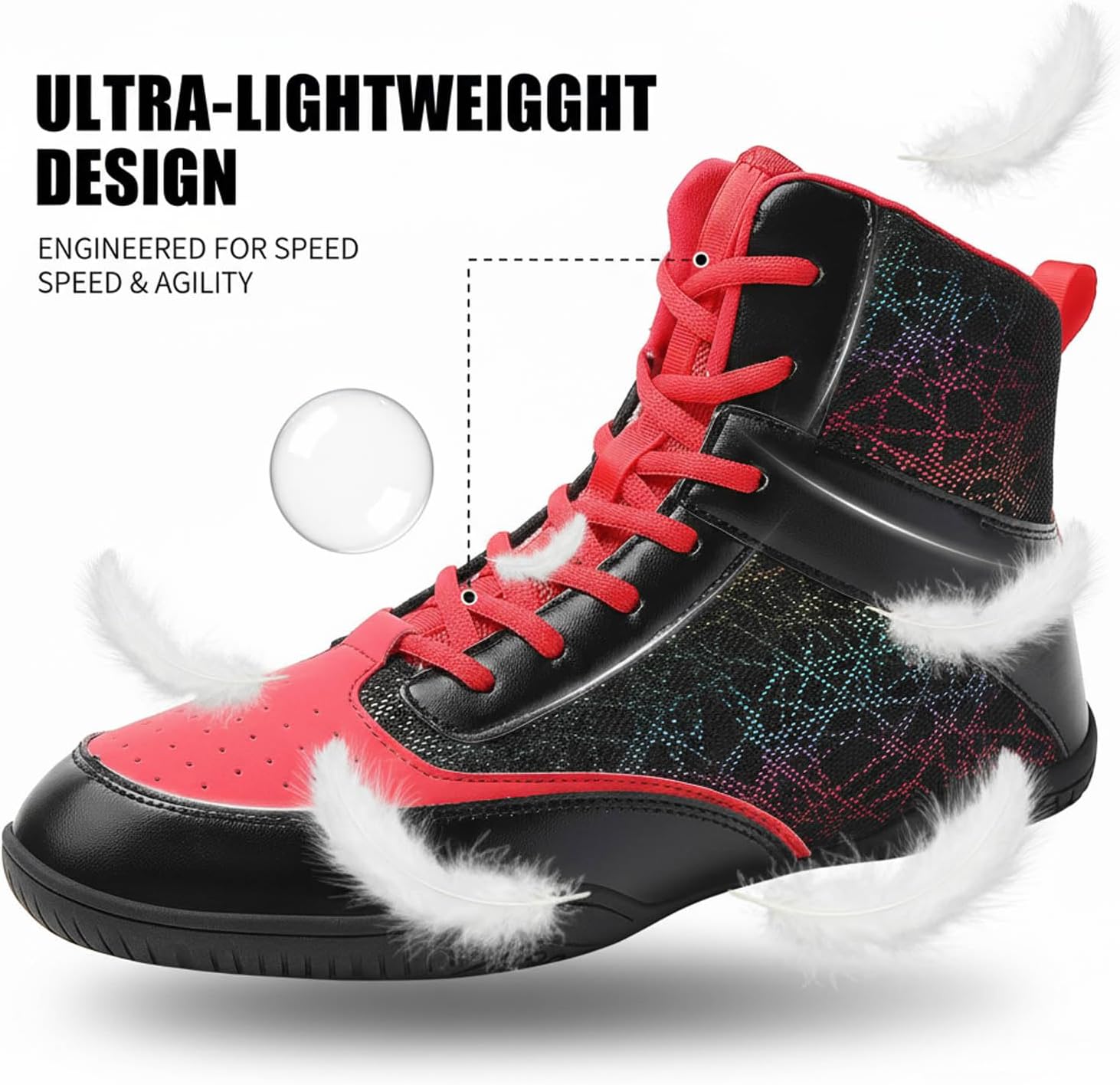 Mens Wrestling Boxing Shoes Lightweight Non-Slip Sole Breathable High Top Sneakers for Boxing Weightlifting Training