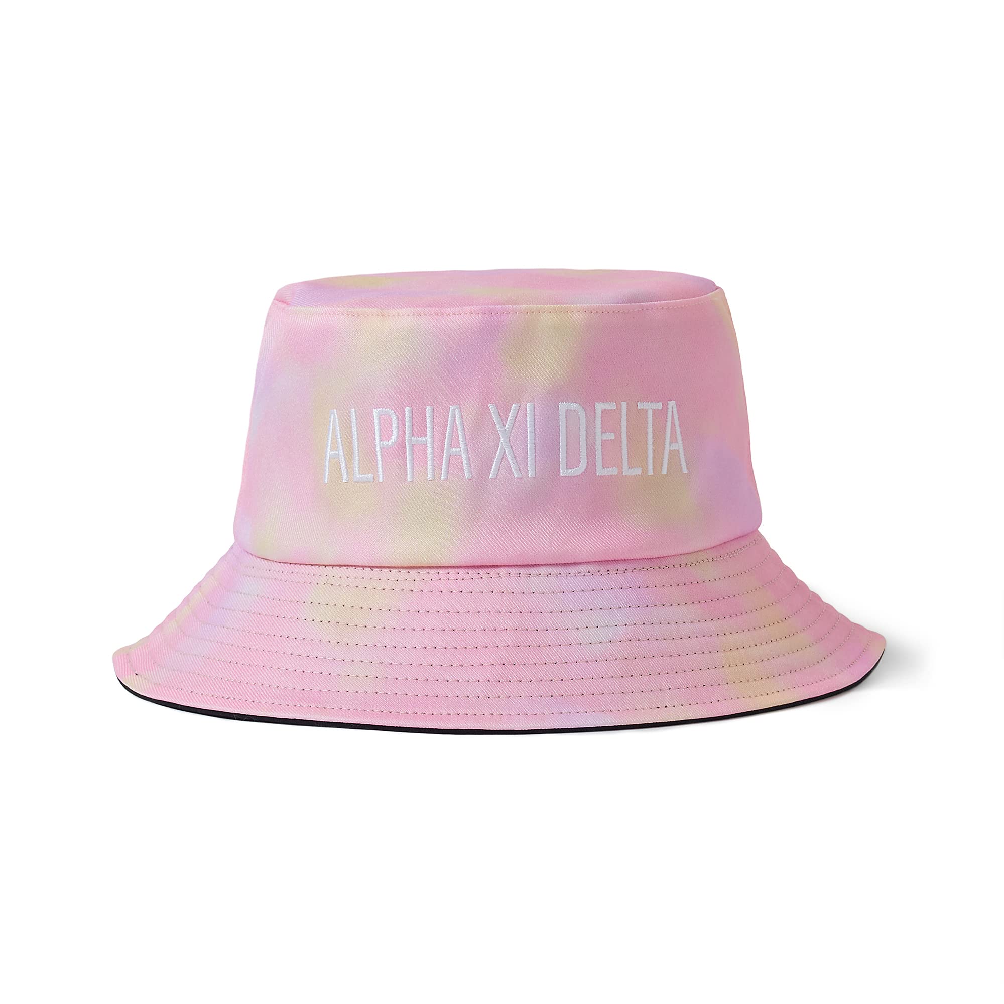 Sorority Shop Alpha Xi Delta Bucket Hat - Tie Dye - AXD Embroidered Logo Rainbow, Rainbow, One Size-Large