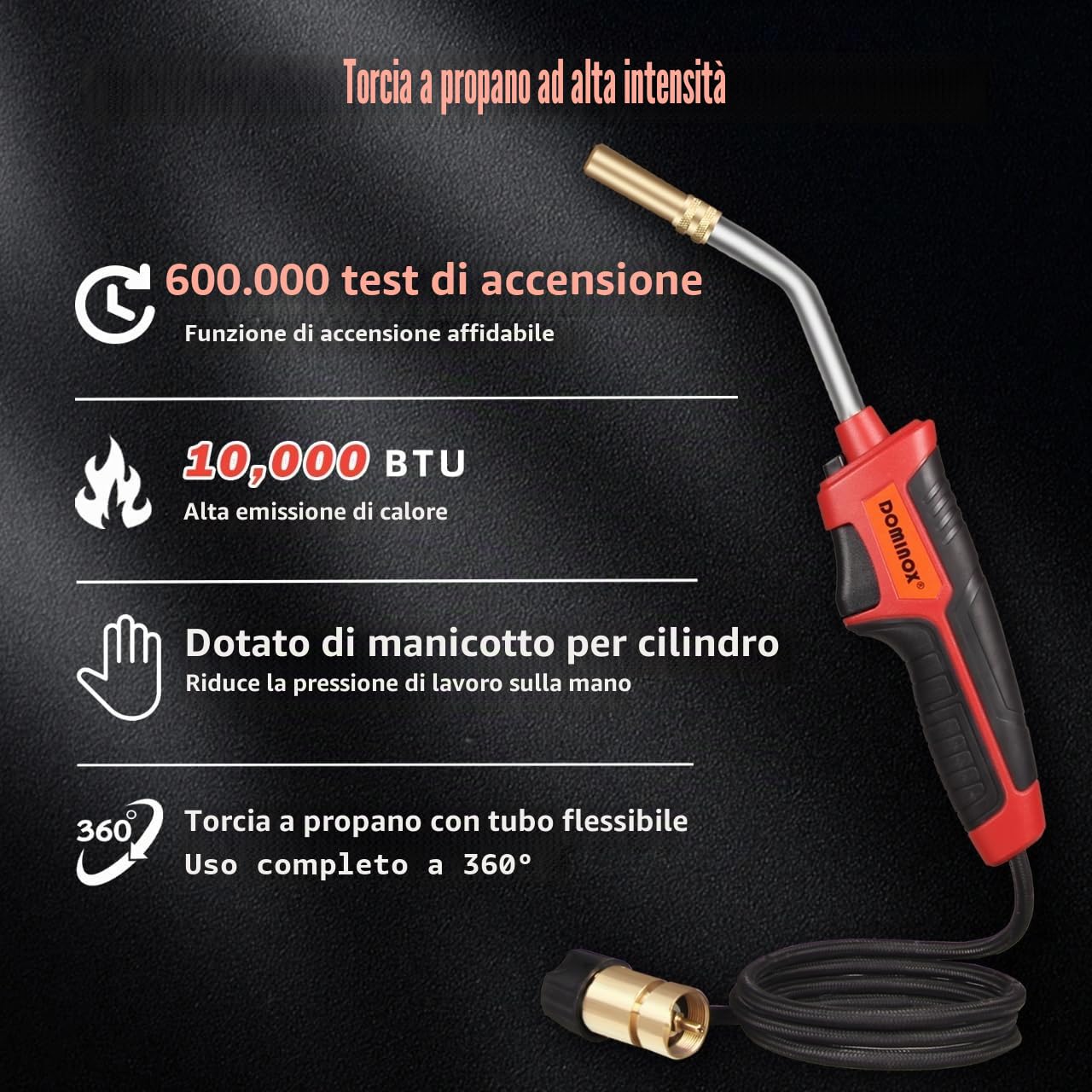 Torcia a propano ad alta intensità con mappa del propano, gas Mapp, torcia a gas Mapp con tubo da 1,5 m e manicotto per bombola del gas, kit torcia a gas mappa, kit torcia a gas per saldatura