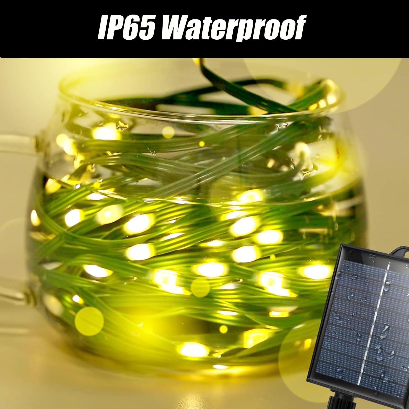 Tacobey Luci Solari Esterno, 20M 200 LED Catena Luminosa Esterno Solare Impermeabile, 8 Modi, Decorative Per Giardino, Cortile (Bianco Caldo)