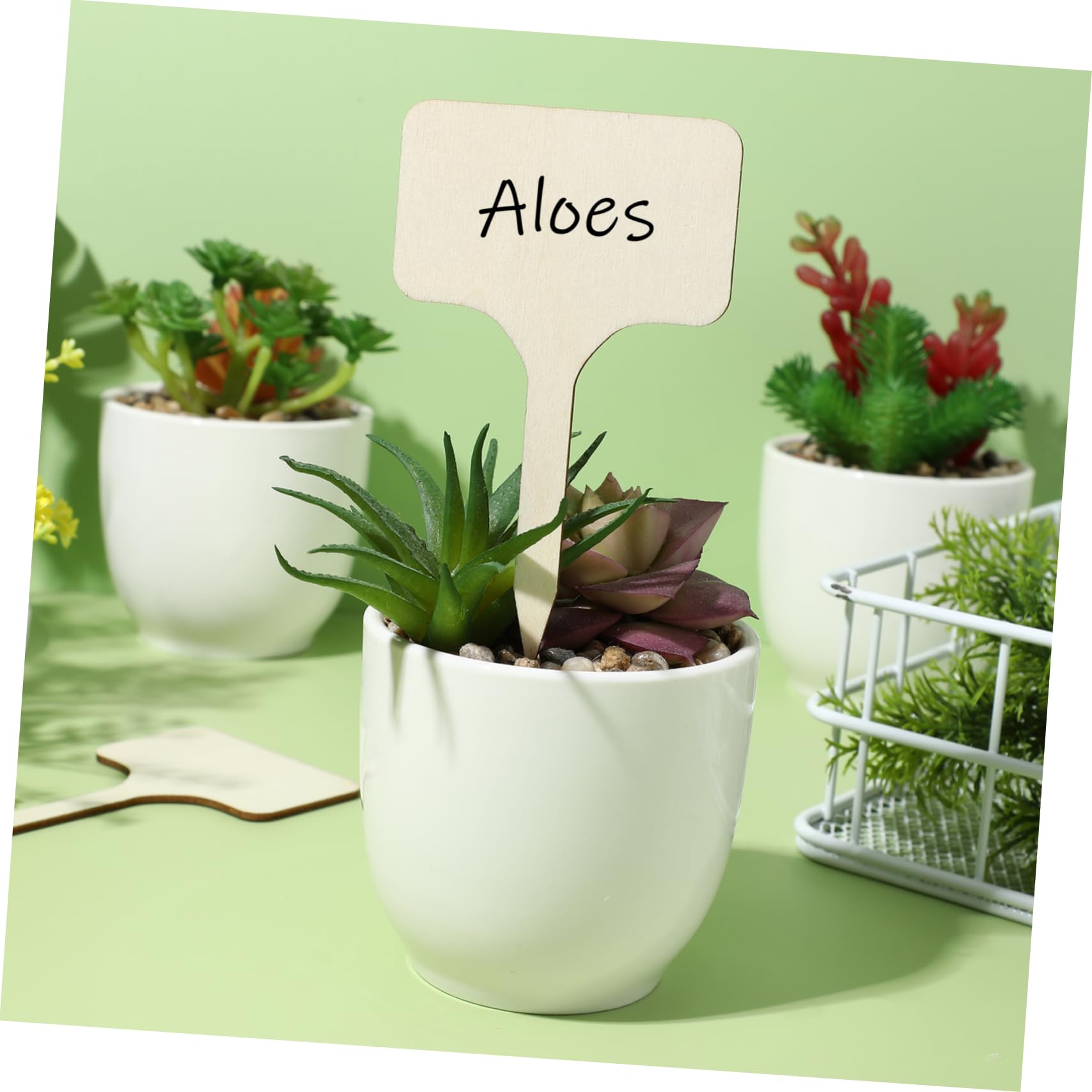 POPETPOP Lot De 4 Étiquettes De Plantes De Jardin En Bois Pour Marqueurs De Plantes D'extérieur 50 Pièces X 4