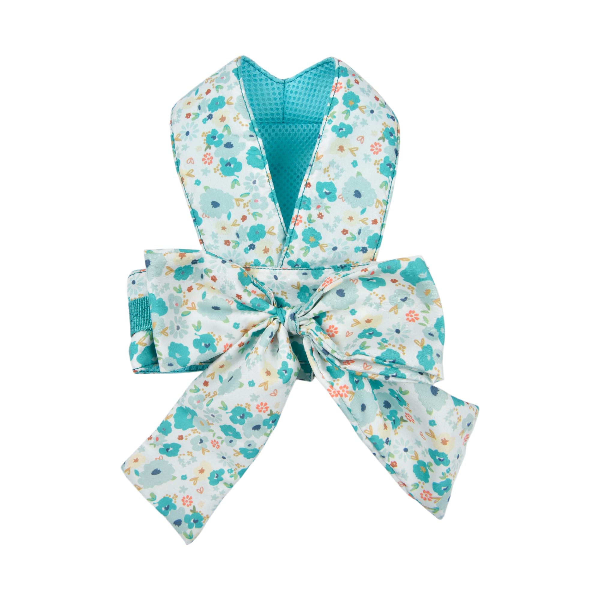 Pinkaholic New York Amabel Dog Harness Flower Pattern Fashionable Cute Spring Summer Harness for Small Dogs, Aqua, Medium
