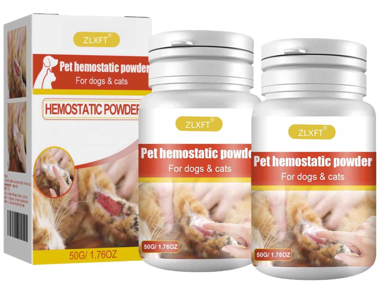 Medizinisches Pulver Zur Behandlung,2pcs Blutstillendes Pulver Für Hunde Und Katzen,Blutstopfenpuder,Medizinische Pulverbehandlung,Pulver Für Hunde,Schnell Stoppendes Blutungspulver