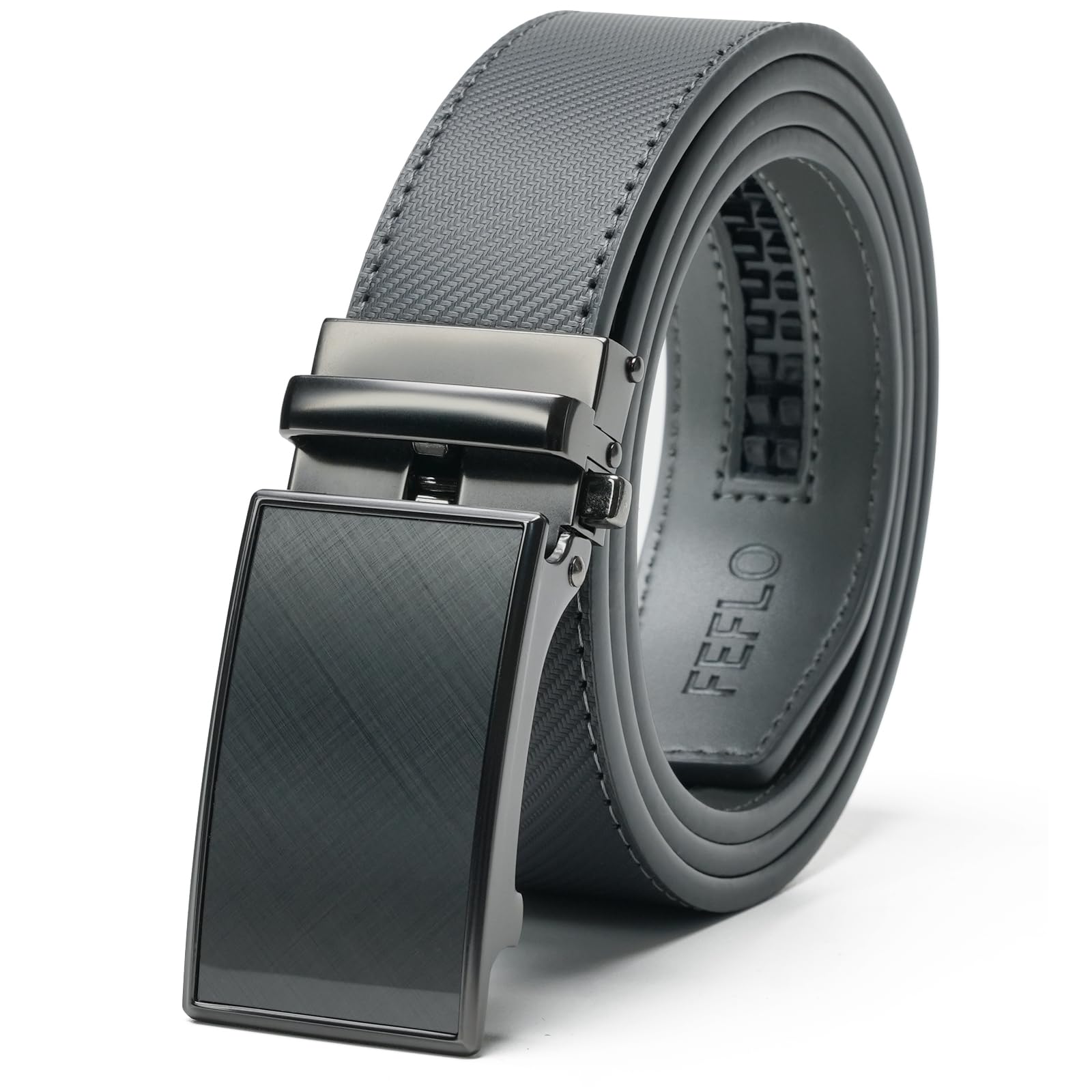 FEFLO Cintura Uomo, Cintura Pelle con Fibbia Automatica cricchétto, Larghezza 35 mm,Taglia Regolata, Adatto per abbigliamento da lavoro e casual