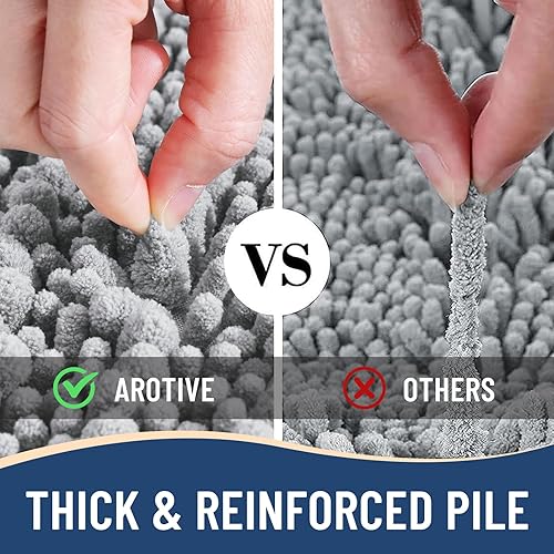 Miniatura 6 de Arotive Alfombras de baño de felpilla de lujo, 3 piezas con tapa de inodoro, suaves y absorbentes, antideslizantes, lavables a máquina para baño (24