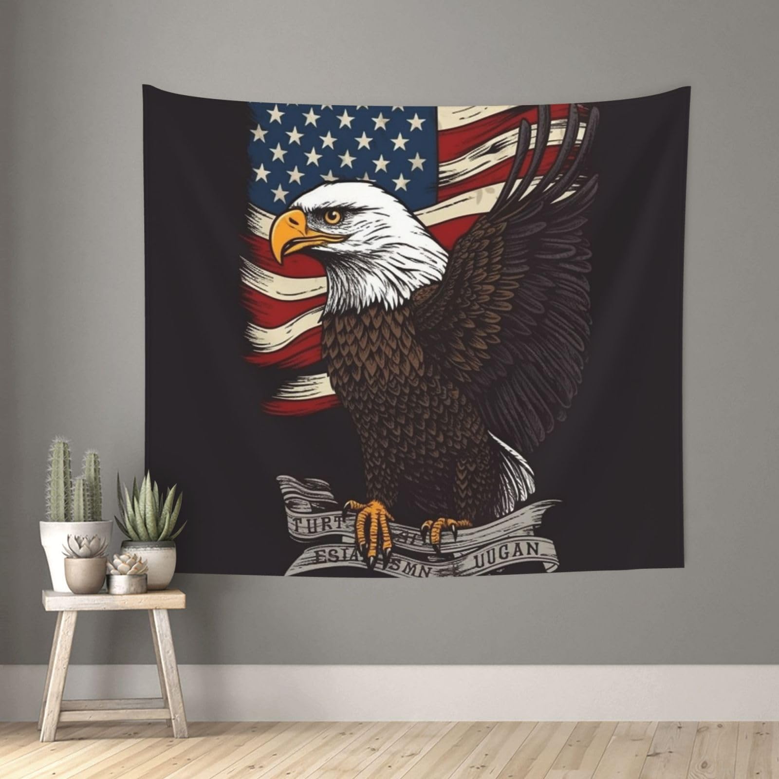 USA Patriotic Eagle with American Flag Tapestry for Bedroom Aesthetic, Wall Hanging Tapestries Art Decor Backdrop Wall Tapestry for Dorm Living Room Funny Poster Party Banner Background 51" X 60"
