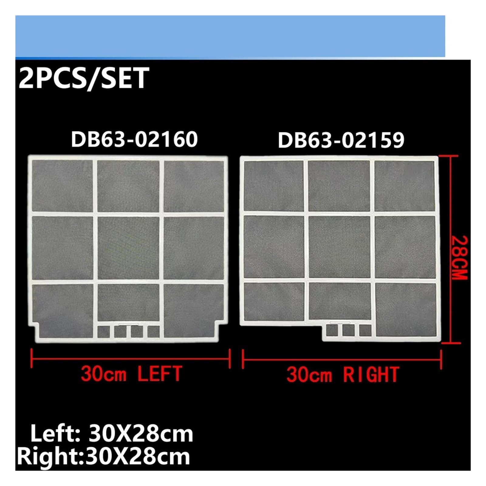 Compatibile For Samsung, Filtro | SINISTRA 30X28 Cm DB63-02160 + DESTRA 30X28 Cm DB63-02159 Filtro Aria Condizionata Parti Aria Condizionata