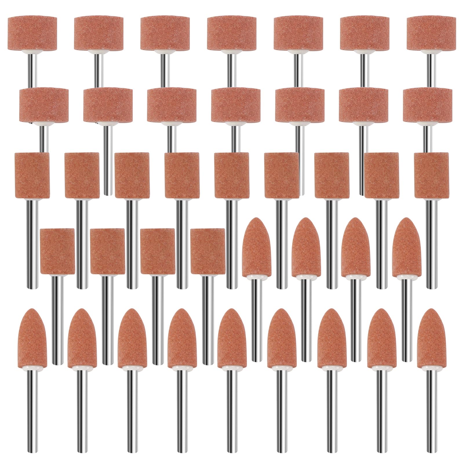 42 Pezzi Accessori per Smerigliatura in Ossido di Alluminio con Gambo da 1/8", Compatibili con Utensili Rotativi, per Affilare, Levigare e Rimuovere su Metalli e Legno
