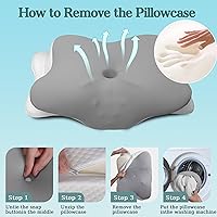 Vista 6 de Almohada cervical para el cuello para aliviar el dolor, almohada ergonómica de cama para apoyo del cuello, almohadas ortopédicas de espuma