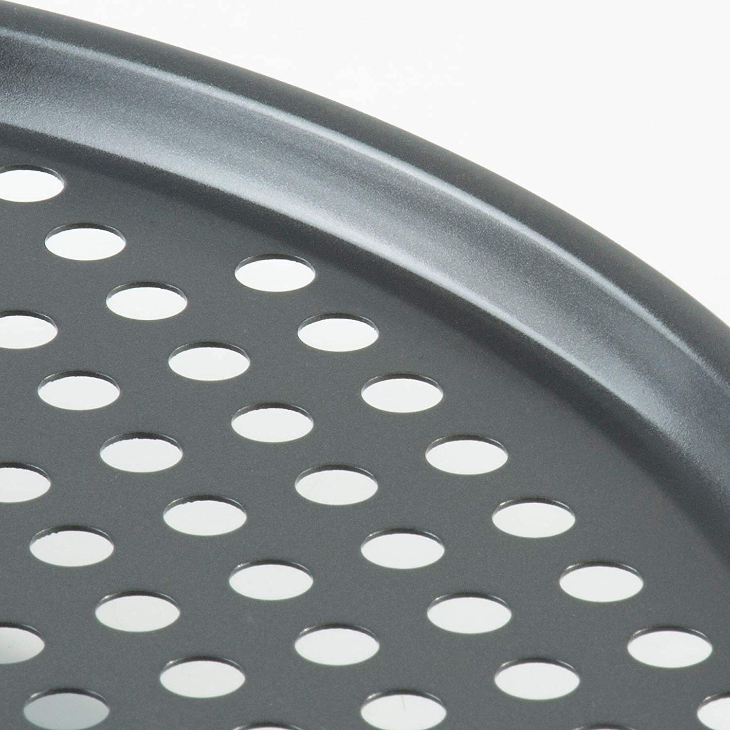 Tissting Pizzaplaat, rond, zwart, koolstofstaal, antiaanbaklaag, pizzaform, 2 cm, hoge pizza-bakplaat, pizza, cakepan voor pizza, flambée (21 cm
