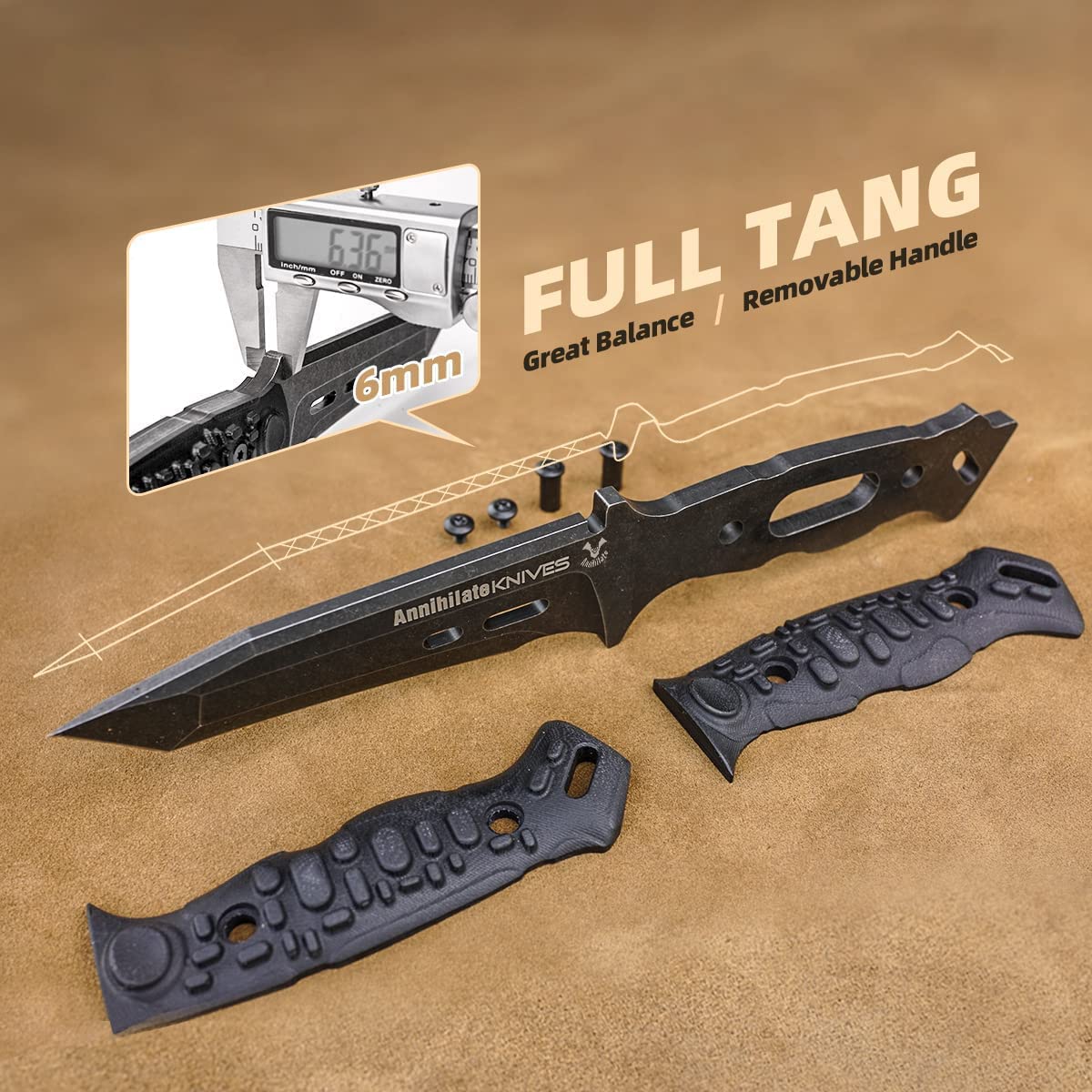 Buy Zune Lotoo Tactical Survival Knife Fixed Blade Knife with Sheath D2