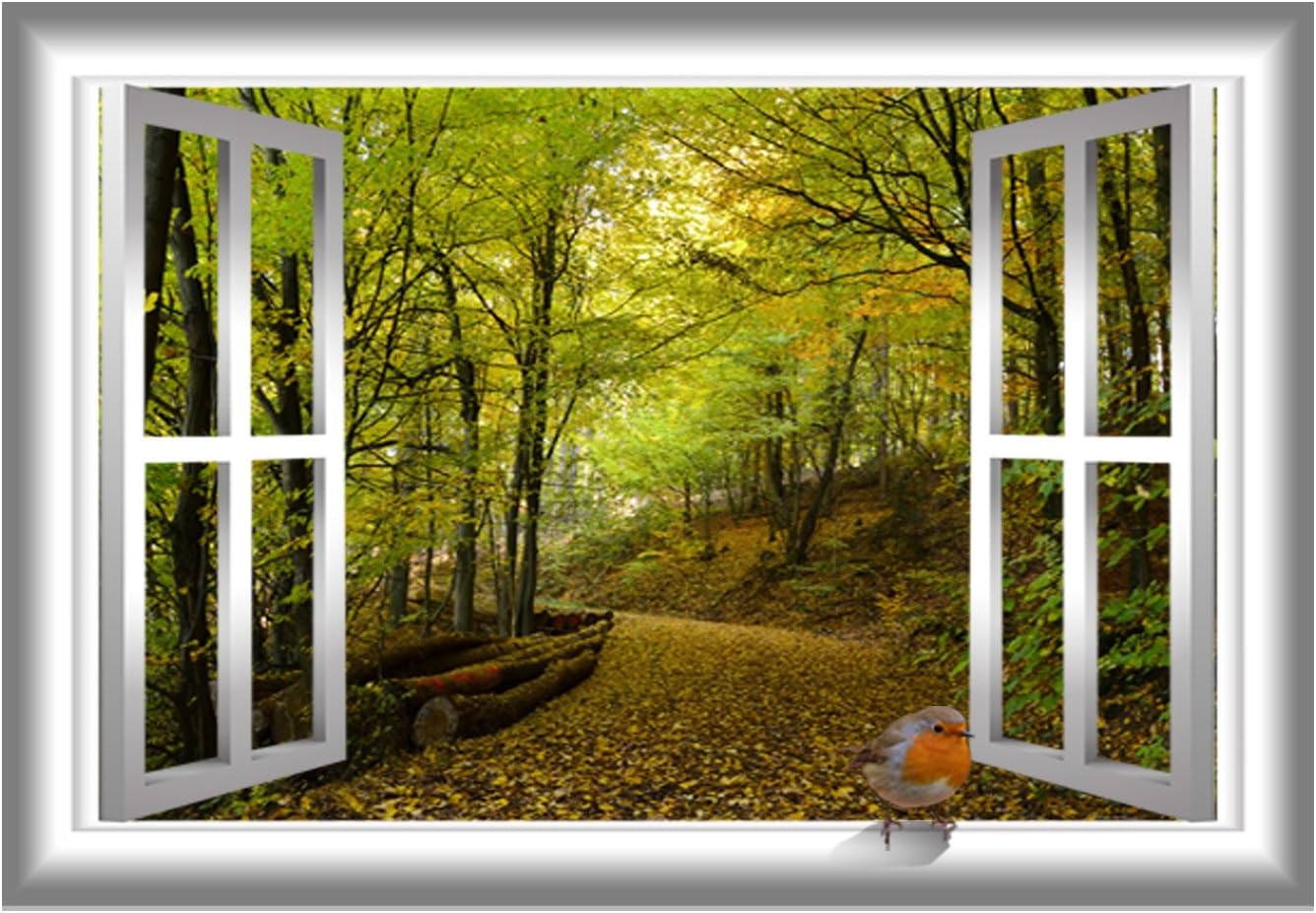 VWAQ 3D Bird Wall Sticker Nature Window Decal Peel and Stick Mural AN5 (28" H X 36" W)