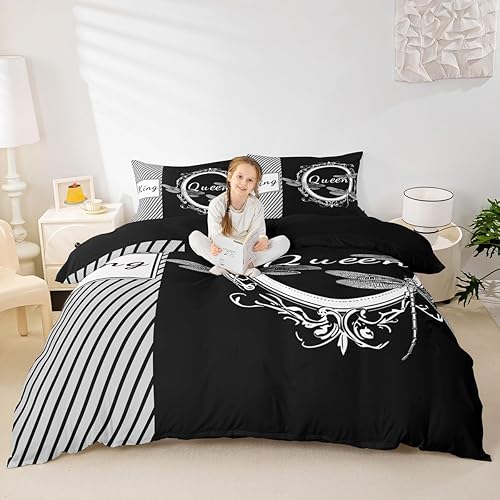 Miniatura 2 de Erosebridal Juego de ropa de cama de libélula, tamaño Queen, juego de funda de edredón King y Queen, regalos para parejas, para hombres y mujeres,