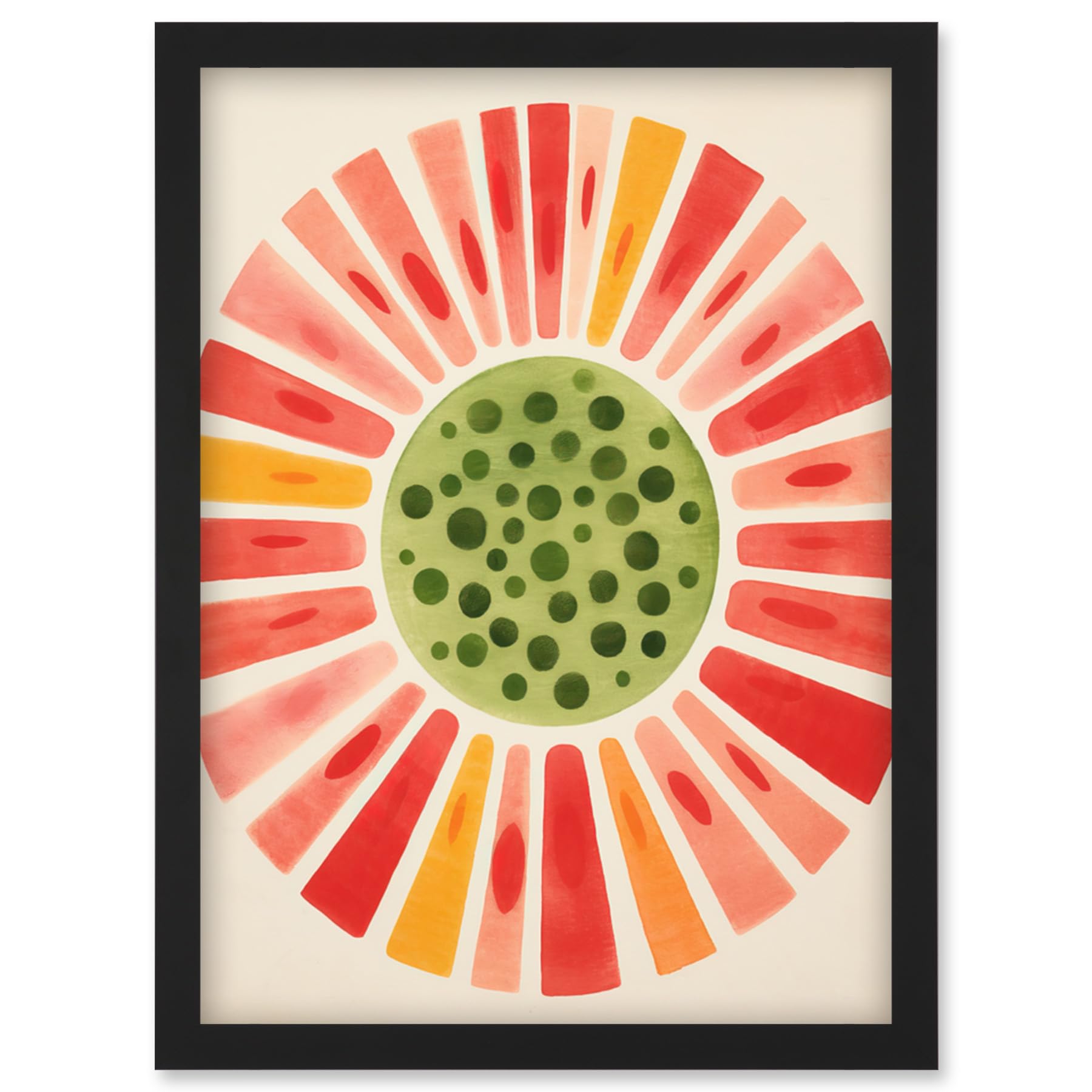 Artery8 Abstract Watermelon Kitchen Artwork Bright Colourful Pastel Pigments Artwork Framed Wall Art Print A4