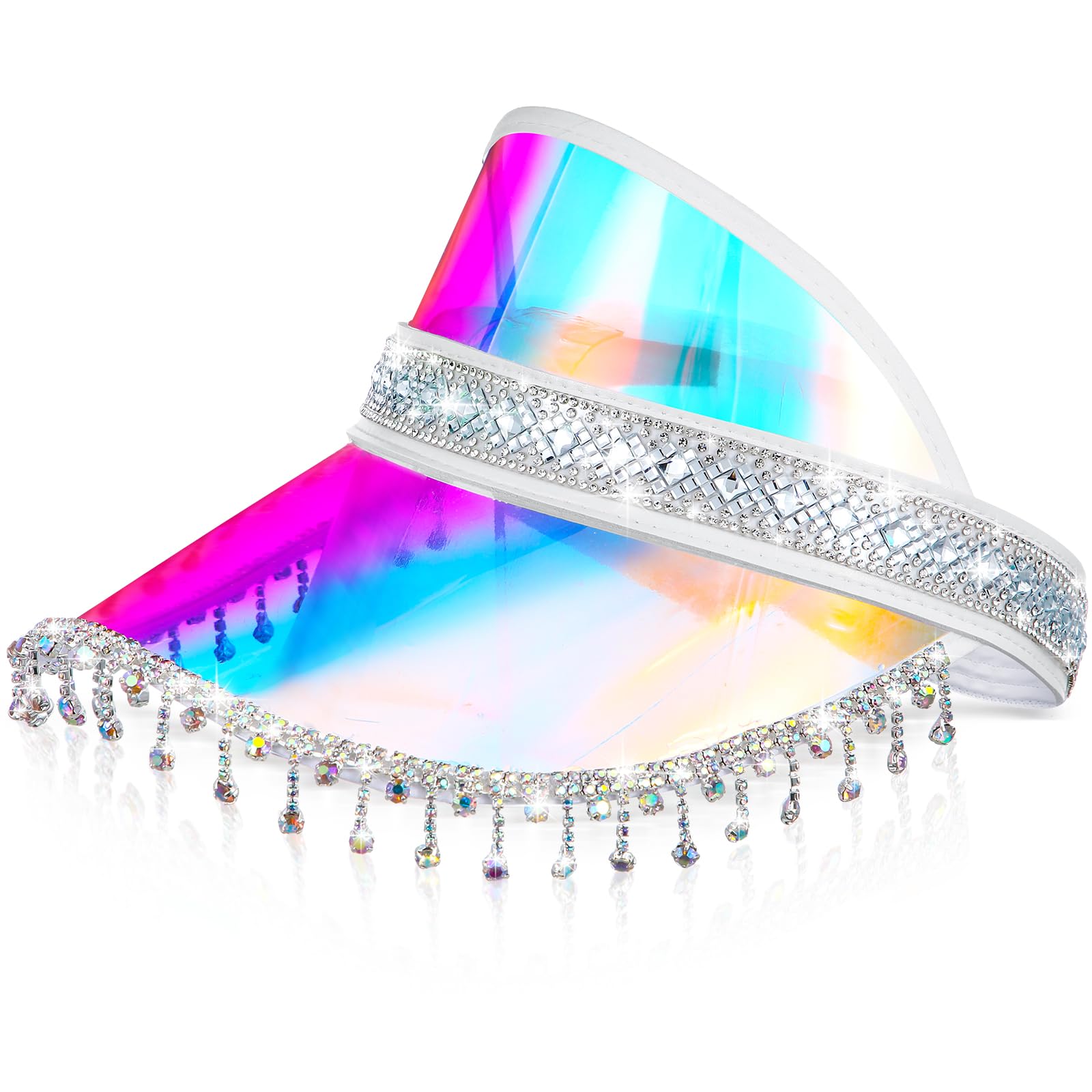 Bling Rhinestone Sun Visor Hat for Women Iridescent Tennis  display picture 2