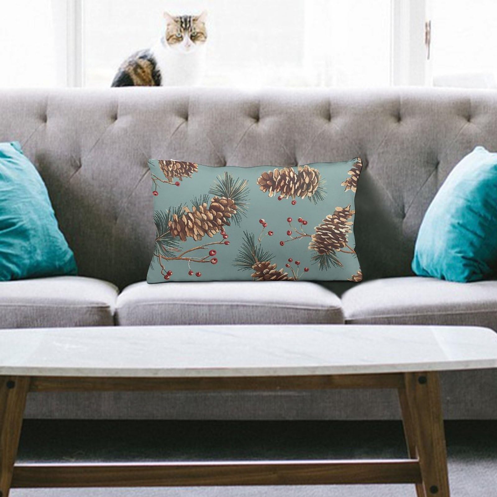 NTVOWPZO Decoration Throw Pillow Covers 8"x12" Pillowcases Covers with Pine Cones Soft Pillowcases Modern Farmhouse Home Decor Sofa Cushions Covers for Couch Bed Living Room