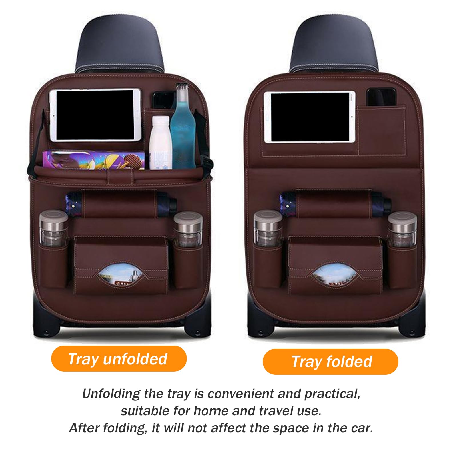 Pack de 2 Organizador Asiento Coche para Jeep Cherokee Commander Compass Gladiator Liberty Patriot Renegade, Organizadores llevar multibolsillos,Protector Asiento Respaldo con Comedor Poseedor Bandeja
