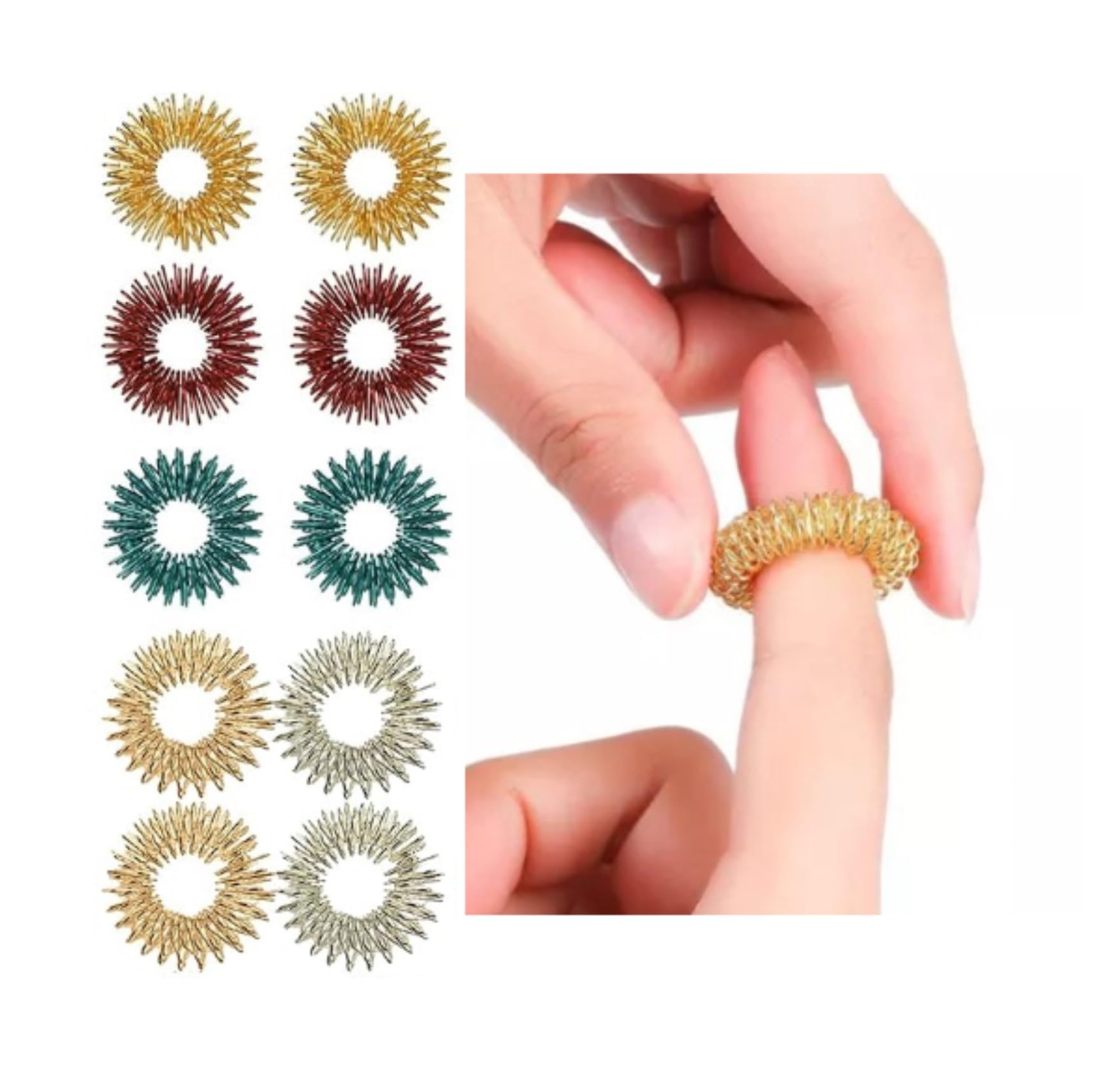 Amazon.co.jp: スパイキー感覚指リング 10個入り ストレス解消 フィ