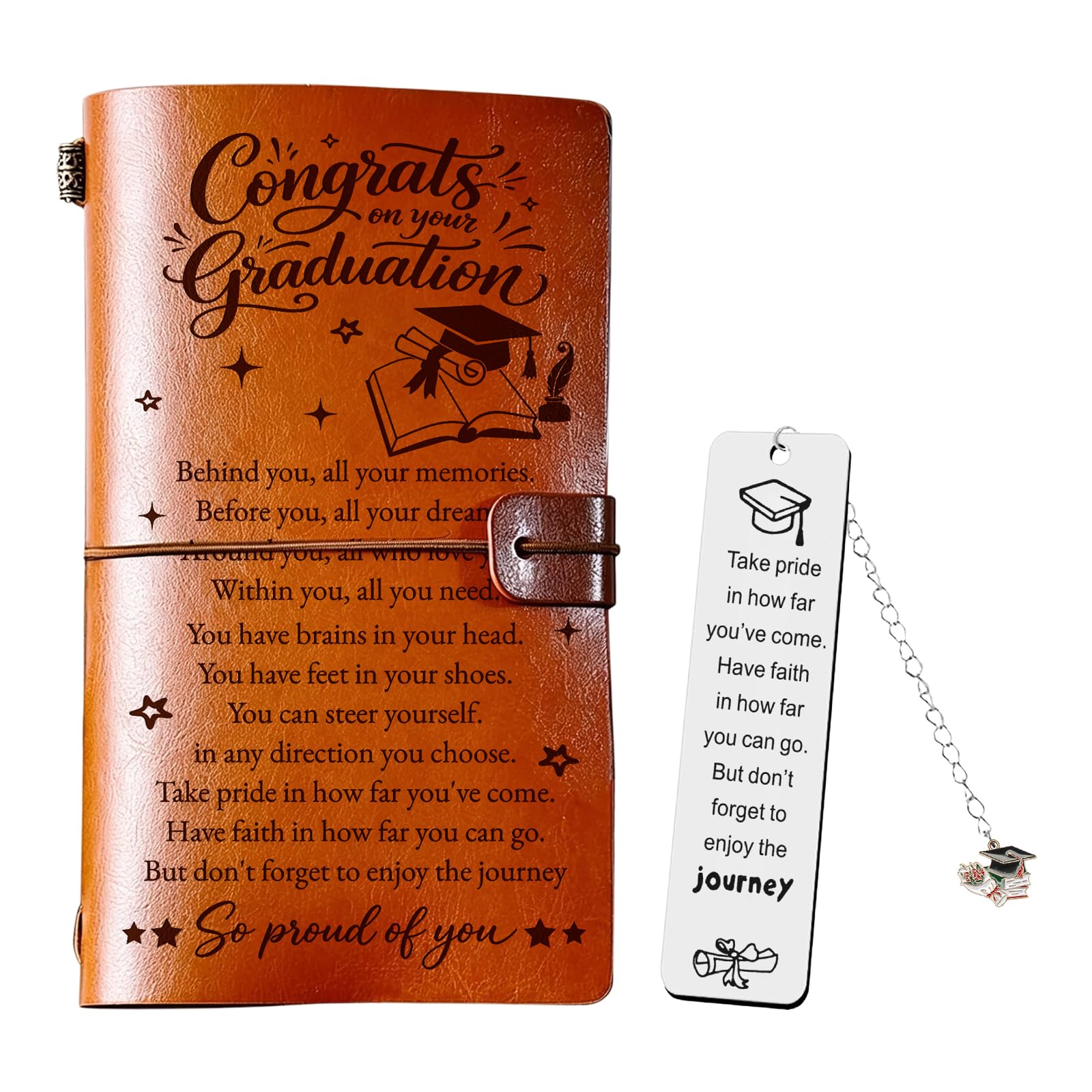SJAUBKJOG Graduation Gifts, Leather Travel Journal Diary, Class Of 2026 Keepsake, Congratulations Gifts For Granddaughter Daughter Sister Friends Son Her Him, College University School Grad Presents