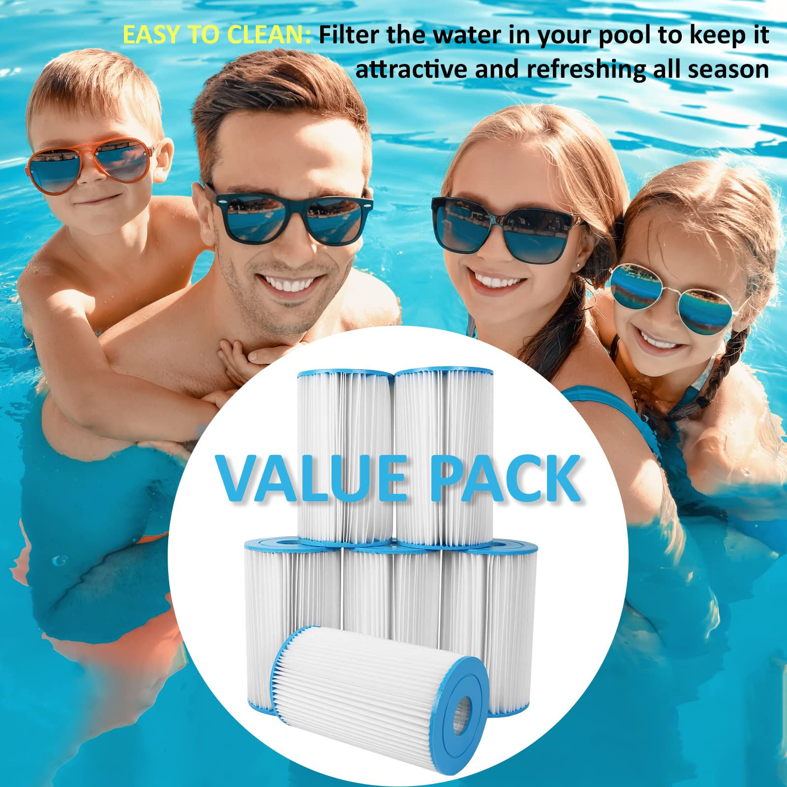 MW Watersports Lot de 6 cartouches de rechange pour filtre de piscine de type A/C