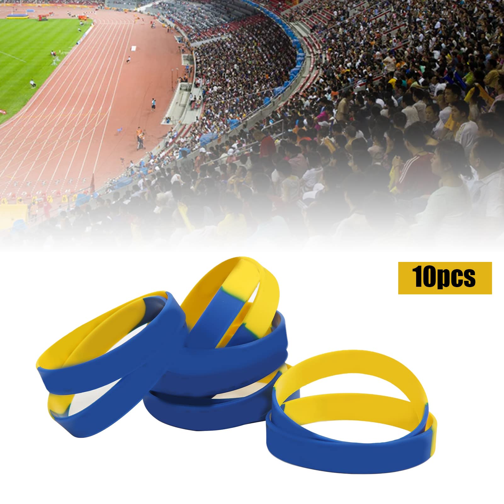 Demeras Ukrainian Rubber Wristband, Ukraine Bracelets 10Pcs for Parades for World Cup