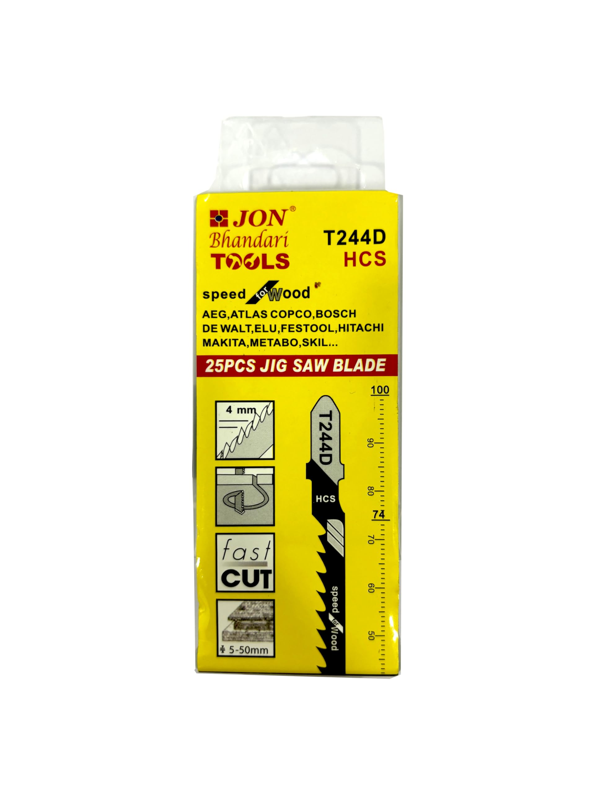 Jon Bhandari Tools 25pc Jigsaw Blades (T244D) – T-Shank High Carbon Steel Blades for Heavy Duty Precision Curve and Design Cutting in Wood, PVC & Plastic – Professional, Industrial & DIY Use 3