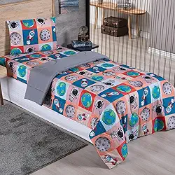 Edredom Solteiro Alegria Infantil Dupla Face 1 Peça (ASTRONAUTA)