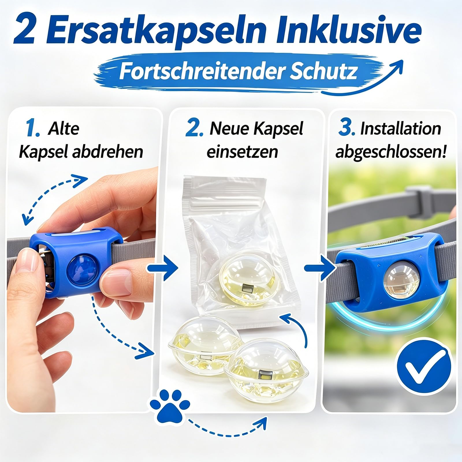 Flohfrei AnhäNger FüR Hunde,12 Monate Floh-Und Zeckenfrei,2 Austauschbarer Kapseln, Verstellbar, Kein Direkter Hautkontakt,Hunde NatüRliche Hundfreundlich (Grün,1pcs)