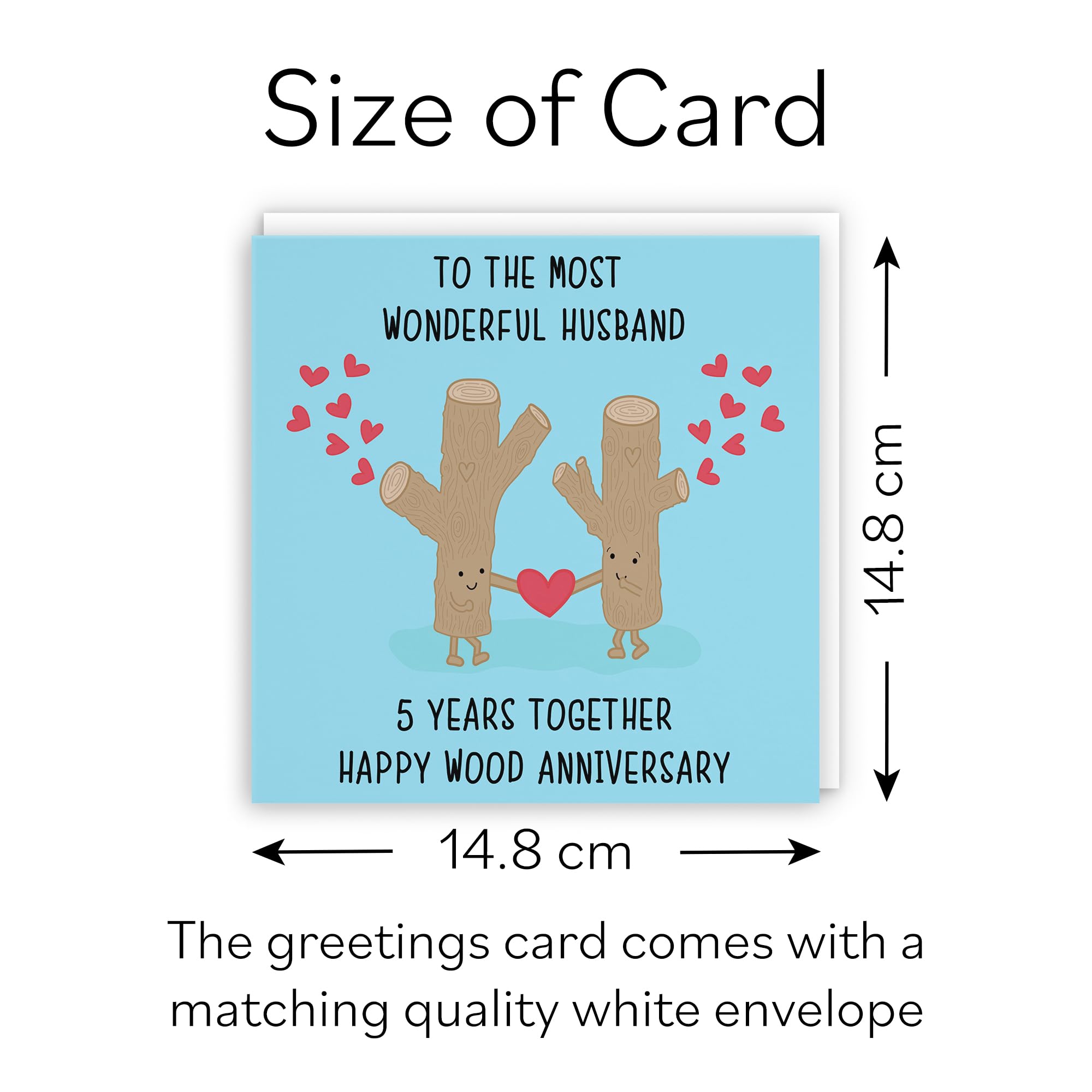 Hunts England, Husband 5th Anniversary Card, Fun Cute Anniversary Card, 5 Years Together, Happy Wood Anniversary - Image 4