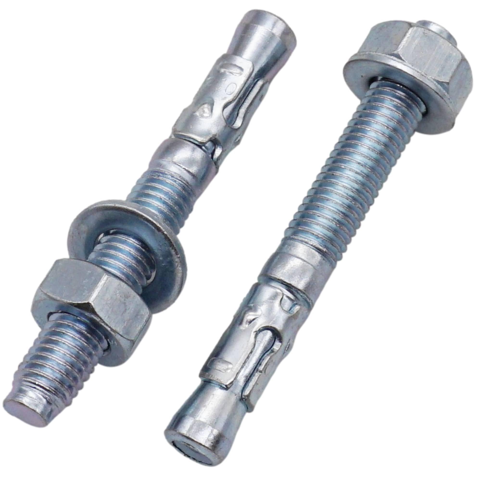 Skir'co (8 Pcs) Zinc Plated Wedge Anchors M10 X 80 Mm, Metal Dowels, Anchor Bolt, Masonry Anchors, Concrete Anchor