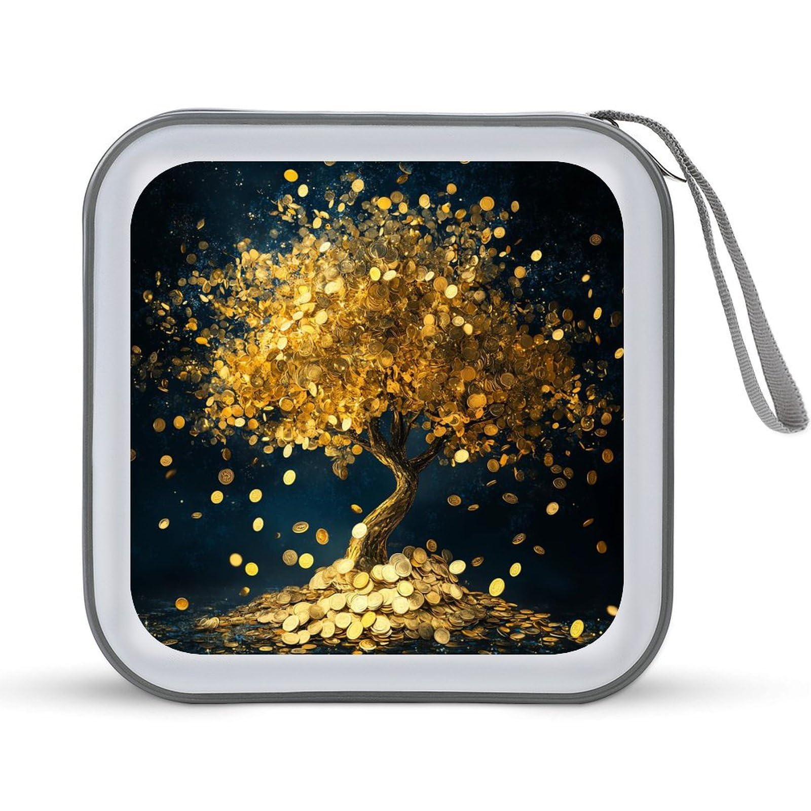 Lucky Golden Coin Tree CD Case Plastic DVD Case Holder Wallet Disc Storage Organizer for Car Travel