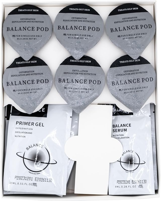 Generic Balance Pods para cuidados faciais, 6 cápsulas, 6 géis preparadores e 6 séruns pós-uso