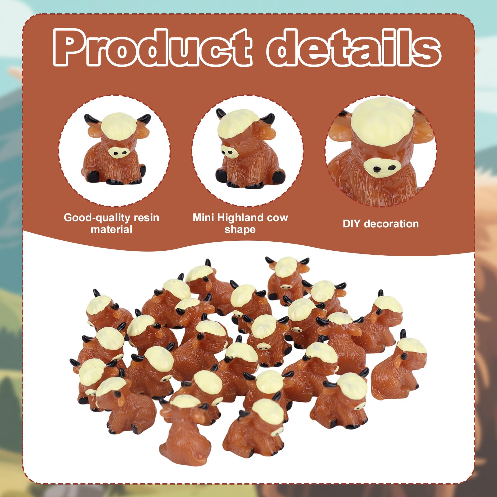 25pcs Mini Highland Cow Figurines - Image 4