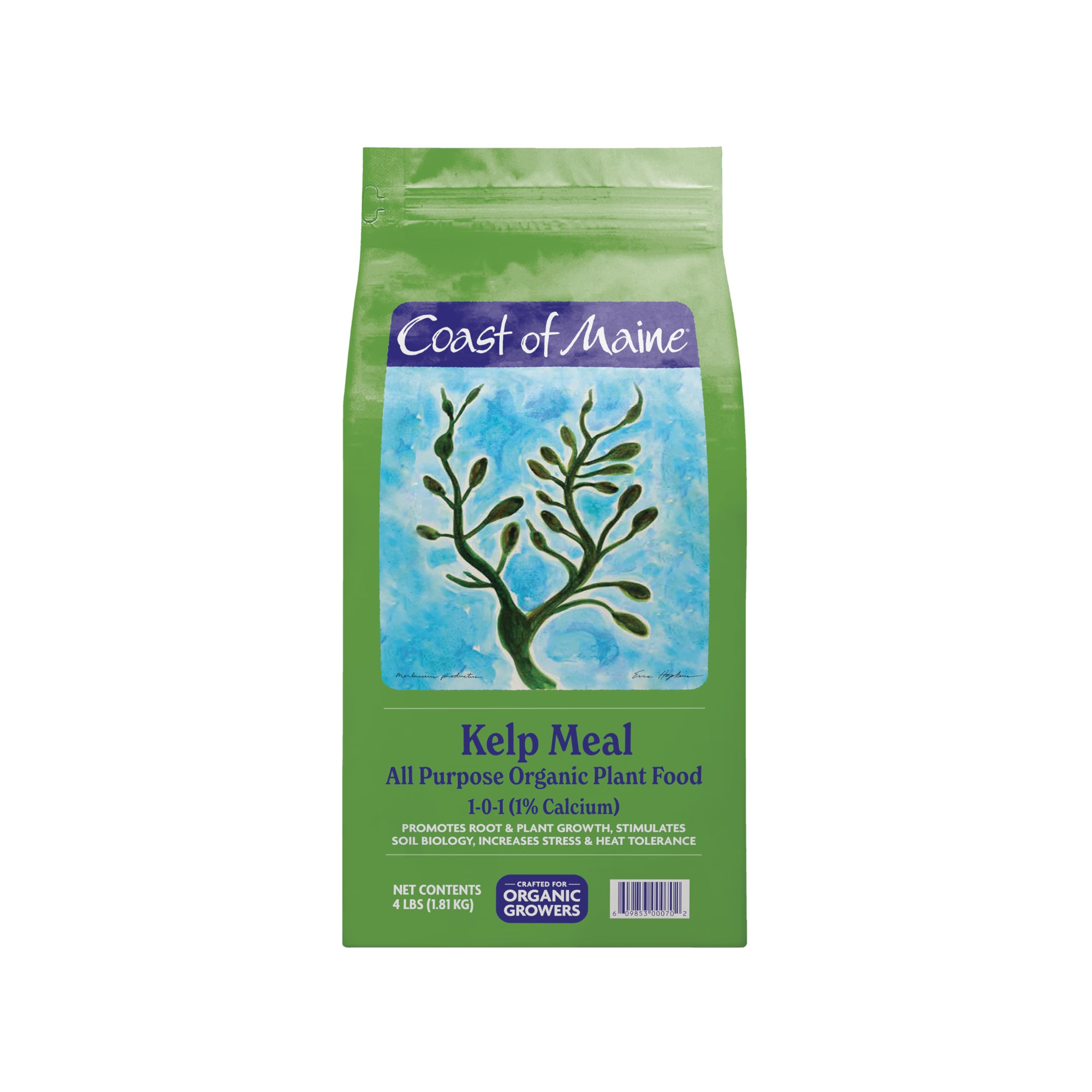 Coast of Maine Kelp Meal, (4lb) All-Purpose Organic Plant Food for Root and Plant Growth, Healthy Soil and Stress and Heat Tolorance
