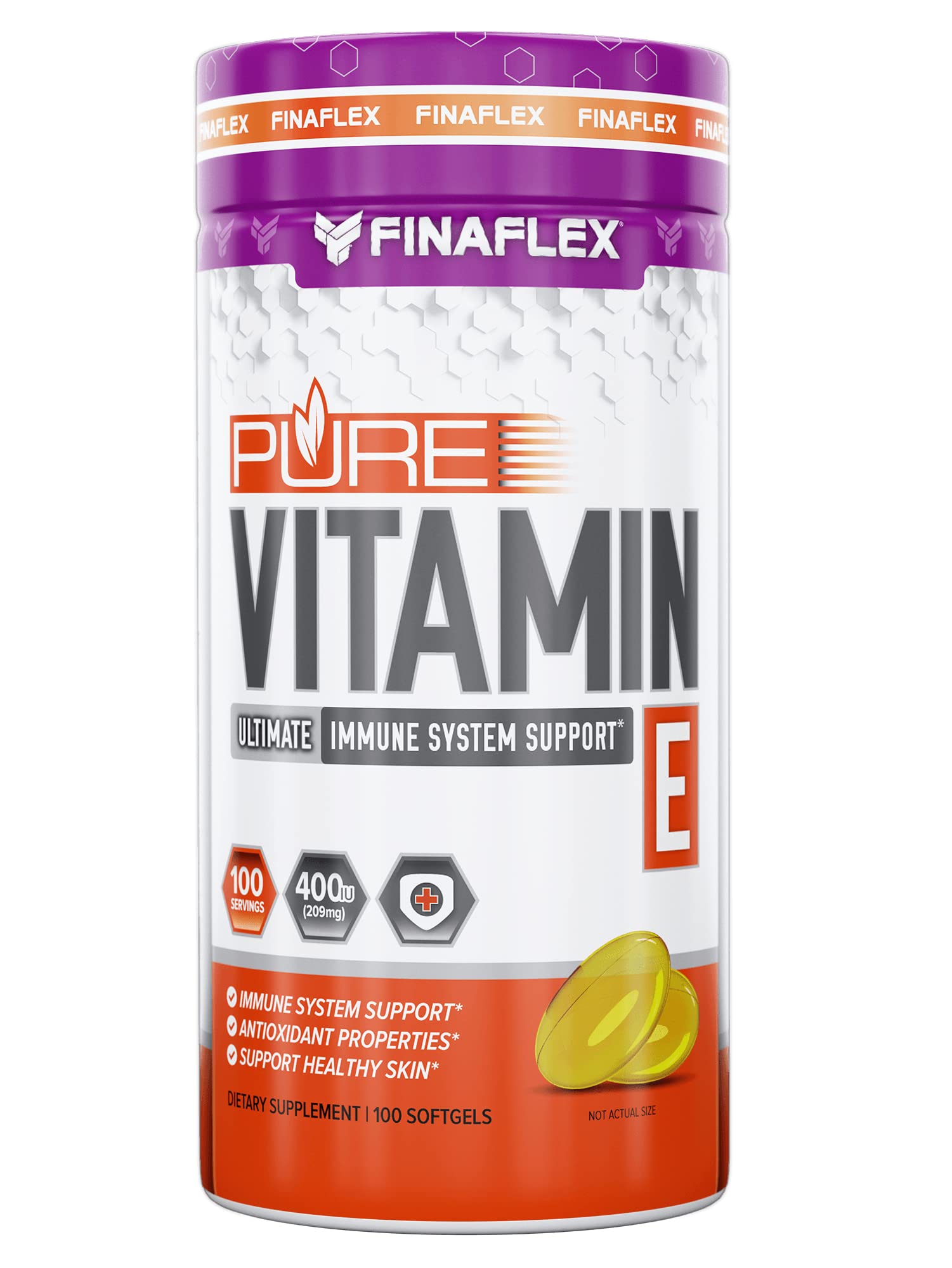 FINAFLEXPure Vitamin E - 100 Softgels - Immune System Support, Nourishes & Heals Skin - 100 Servings
