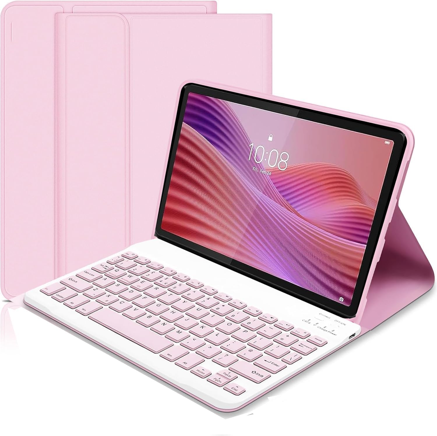 Funda Teclado para Lenovo Tab 10.1 2025(TB-311XU/TB-311FU), Español Ñ Magnético Desmontable Teclado Tablet para Lenovo 10.1’’, Soporte para Lápiz (Rosa)