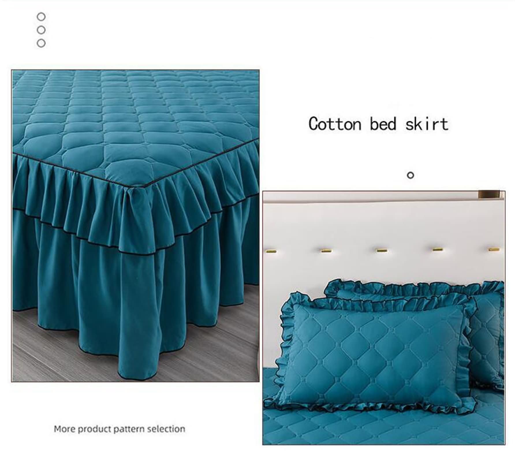 Spannbetttuch 120x200cm Pfauenblau Einfarbig, Bettspanntuch Polyester Rüschenmuster Bettlaken Boxspringbett
