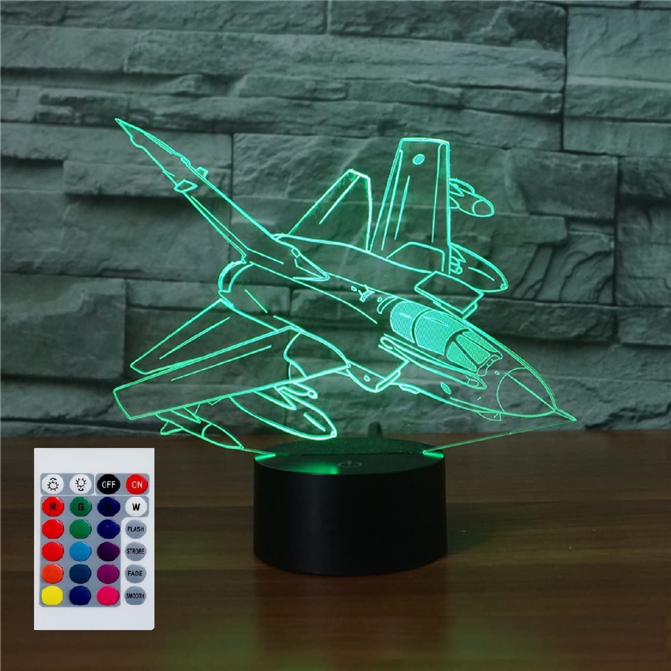 Superhongjihao Multicoloured 3D Aircraft Night Light Lamp 16 Colours Change With Remote Control Xmas Birthday Gift For Child