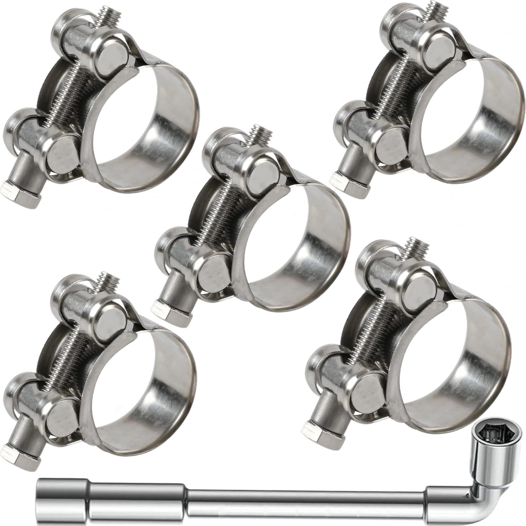 6 pack 40-43mm t-bolt hose clamps, stainless steel_304 intercooler pipe tube clamps, turbo pipe clamps, heavy duty radiator hose clamp, t-bolt intake hose clamp adjustable range 1.57"-1.69"